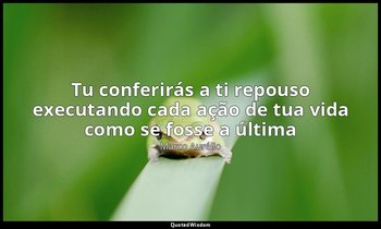 "Tu conferirás a ti repouso executando cada ação de tua vida como se fosse a últ — Marco Aurélio