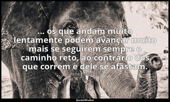 "... os que andam muito lentamente podem avançar muito mais se seguirem sempre o — René Descartes