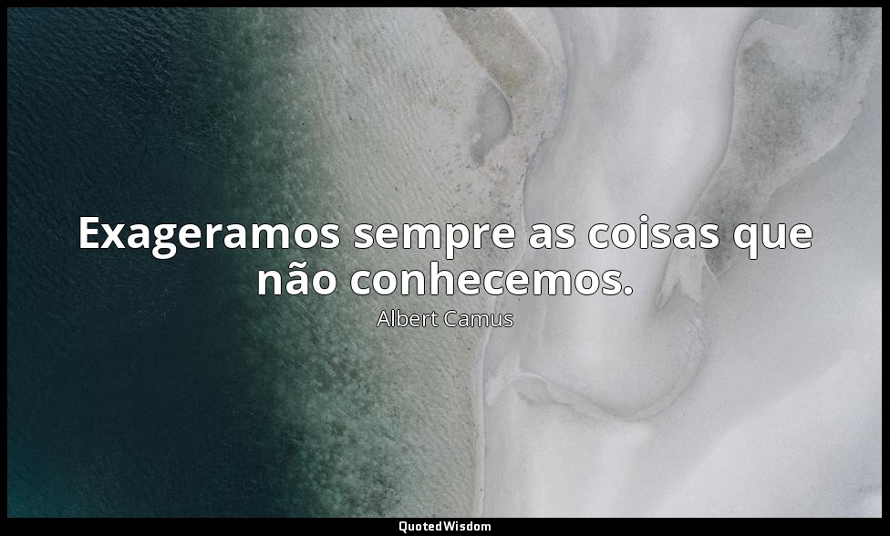 Exageramos sempre as coisas que não conhecemos. — Albert Camus
