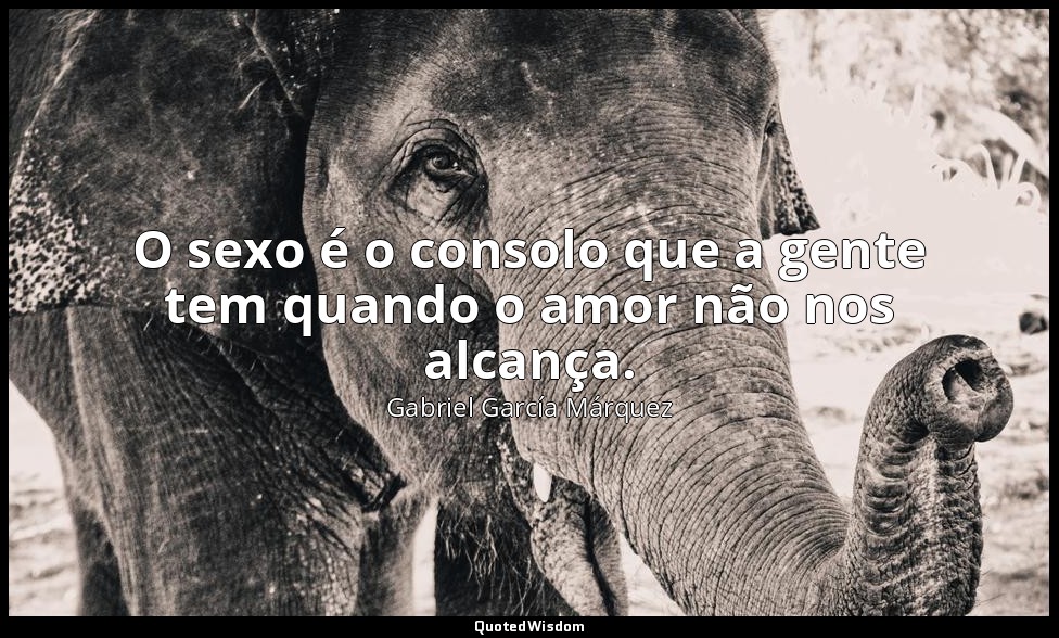 O sexo é o consolo que a gente tem quando o amor não nos alcança. — Gabriel García Márquez