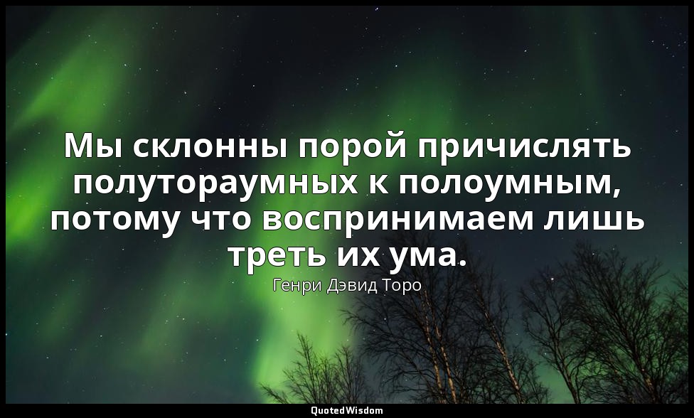 Мы склонны порой причислять полутораумных к полоумным, потому что воспринимаем л — Генри Дэвид Торо
