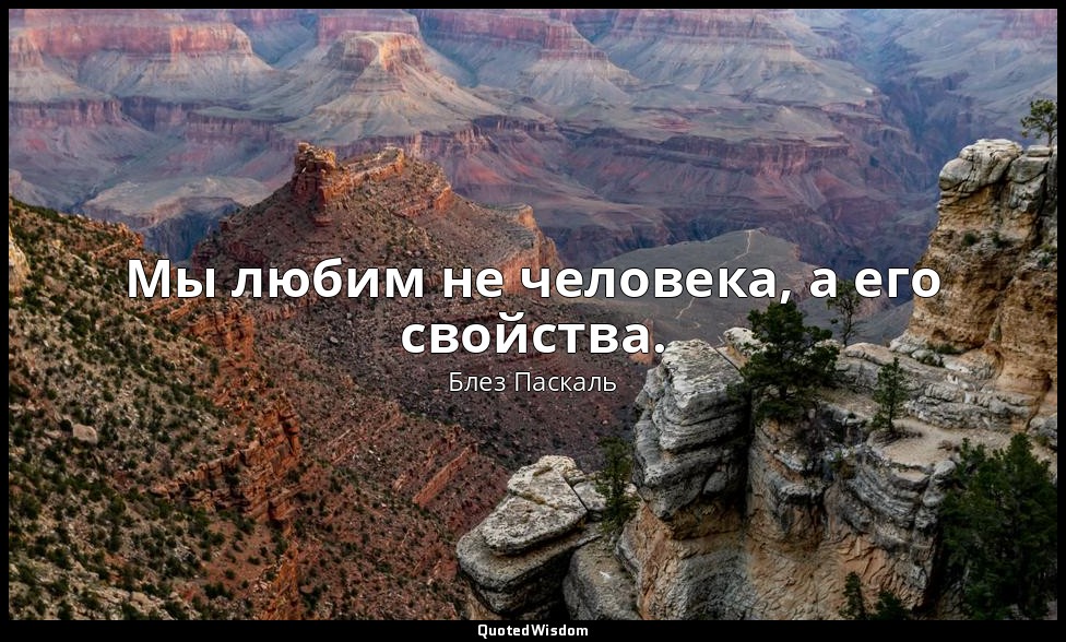 Мы любим не человека, а его свойства. — Блез Паскаль