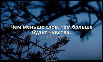 Чем меньше слов, тем больше будет чувства. — Уильям Шекспир