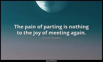 The pain of parting is nothing to the joy of meeting again. Charles Dickens