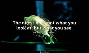 The question is not what you look at, but what you see. Henry David Thoreau