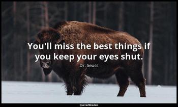 You'll miss the best things if you keep your eyes shut. Dr. Seuss