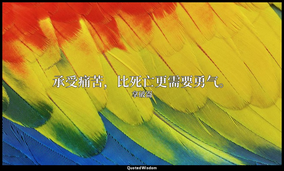 承受痛苦，比死亡更需要勇气。 — 拿破崙