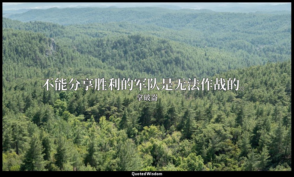 不能分享胜利的军队是无法作战的。 — 拿破崙