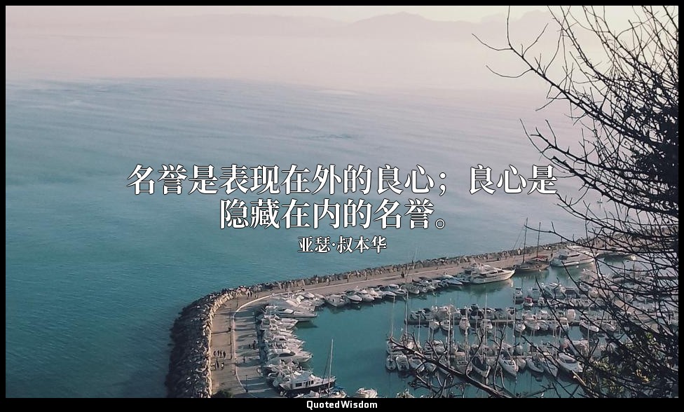名誉是表现在外的良心；良心是隐藏在内的名誉。 — 亚瑟·叔本华