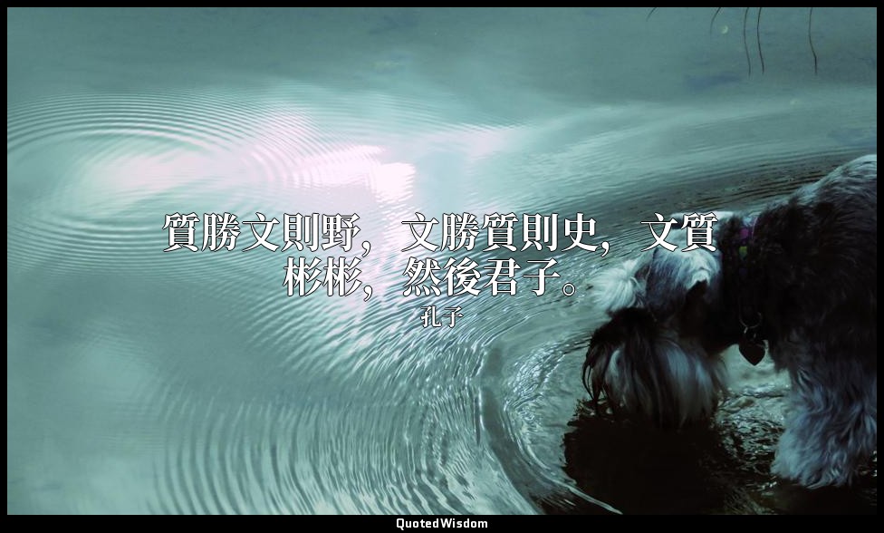 質勝文則野，文勝質則史，文質彬彬，然後君子。 — 孔子