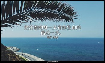 把活着的每一天看作生命的最后一天。 — 海伦·凯勒
