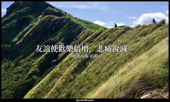友誼使歡樂倍增，悲痛銳減。 — 弗朗西斯·培根