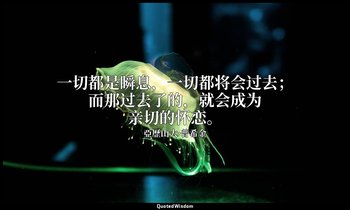 一切都是瞬息，一切都将会过去；而那过去了的，就会成为亲切的怀恋。 — 亞歷山大·普希金